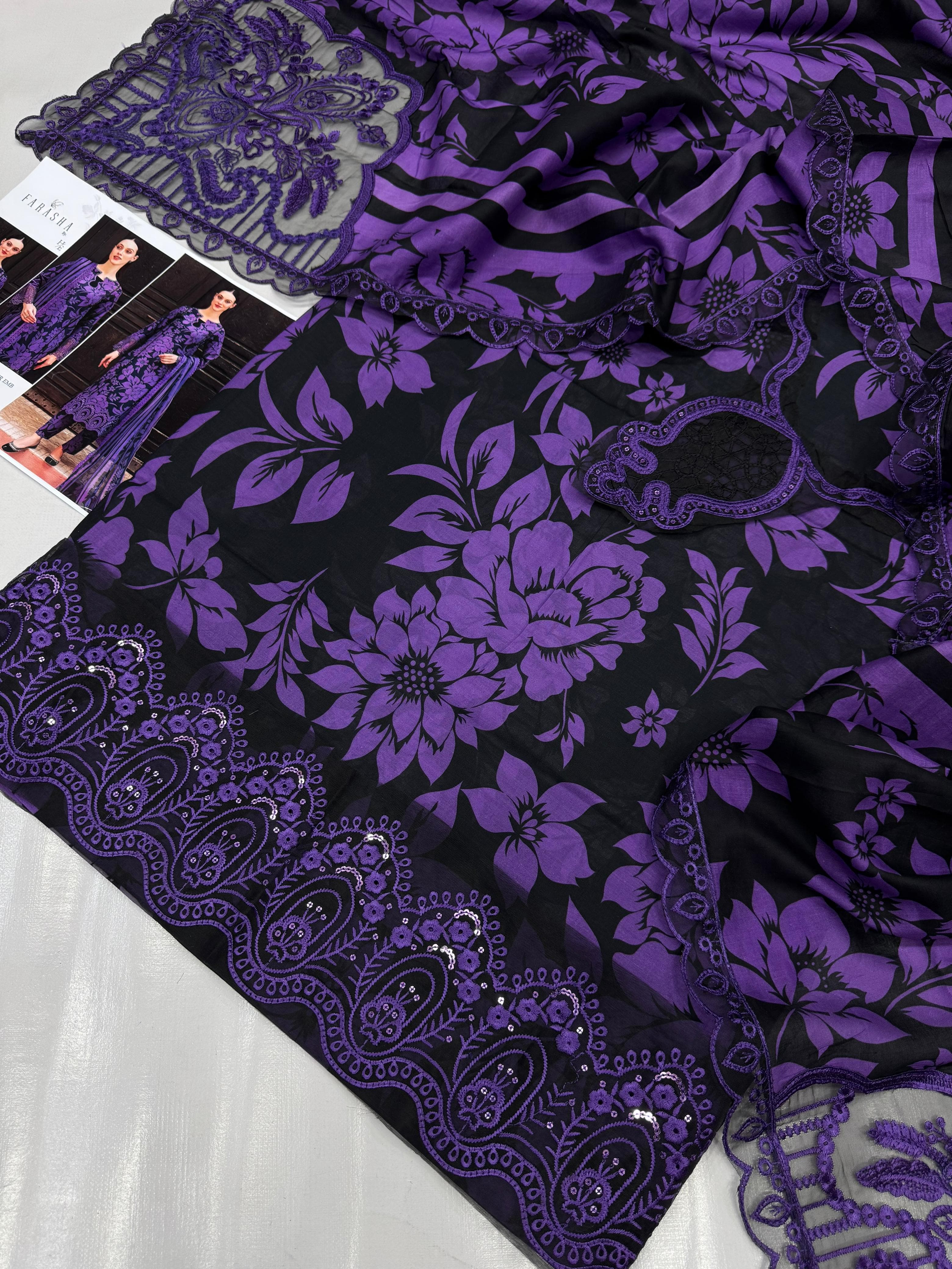 Iznik Hit Code with Voile Dupatta - Digital Printed Airjet Lawn Suit with Embroidery