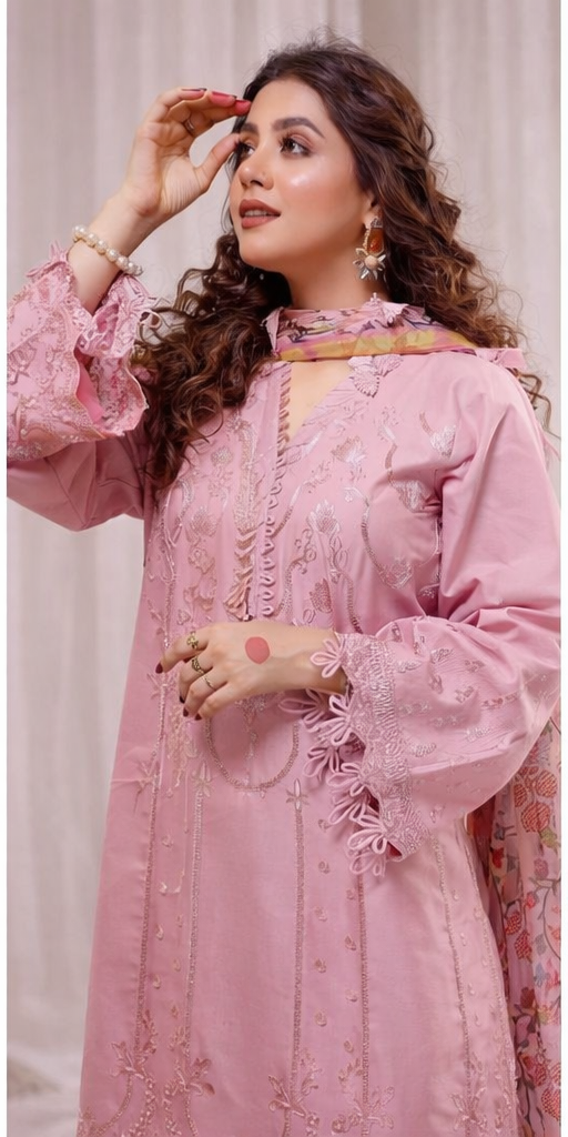 Premium Airjet Lawn Embroidered Dress | Chiffon Dupatta | Summer Collection