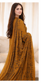 Elegant Airjet Lawn Suit | Heavy Embroidered Sleeves & Chiffon Dupatta