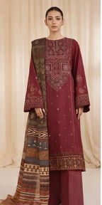 Luxury Airjet Lawn Suit | Heavy Embroidered Sleeves & Digital Chiffon Dupatta