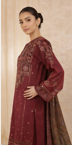 Luxury Airjet Lawn Suit | Heavy Embroidered Sleeves & Digital Chiffon Dupatta