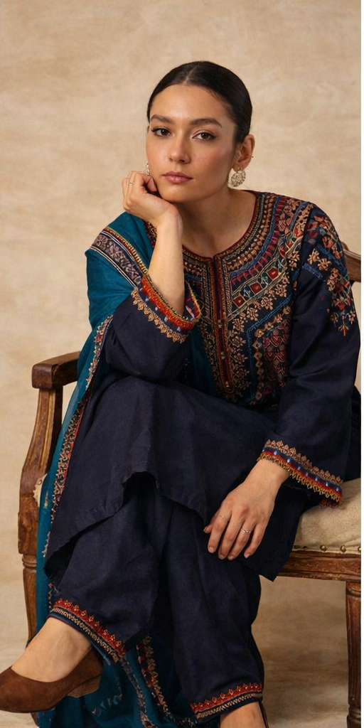 Premium Airjet Lawn Dress | Embroidered Front & Sleeves with Chiffon Dupatta