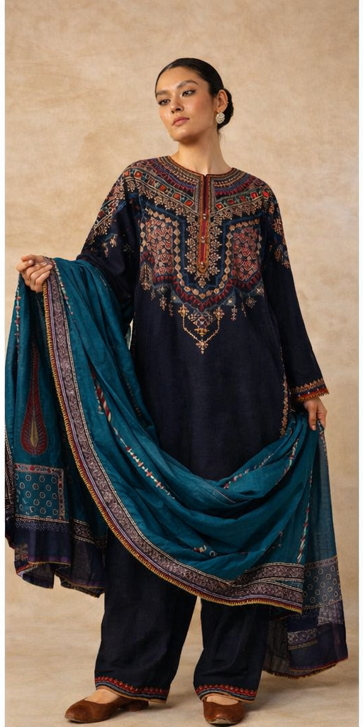 Premium Airjet Lawn Dress | Embroidered Front & Sleeves with Chiffon Dupatta