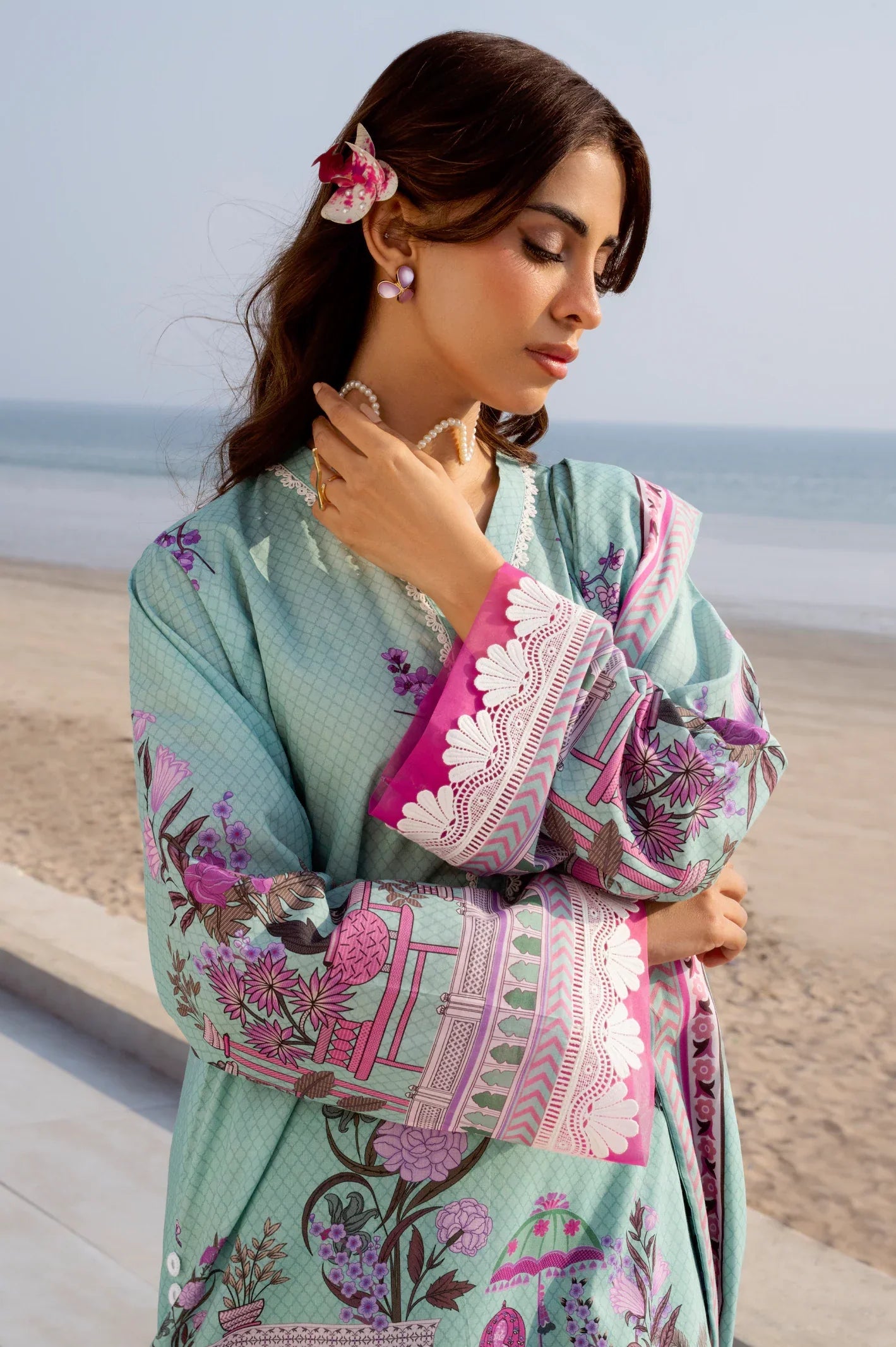 Printed Lawn-Mint Unstitched 3PC